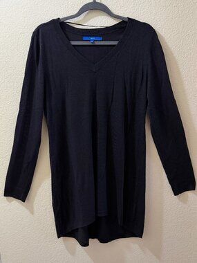 Black Long Sleeve V-Neck Tunic Top Size L
